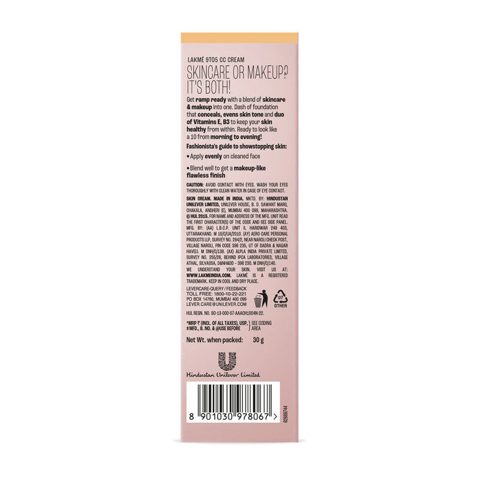 Lakme 9 To 5 Complexion Care Cc Face Cream SPF 30-Honey