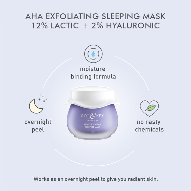 Dot & Key AHA Exfoliating Sleeping Face Mask With Lactic & Hyaluronic Acid