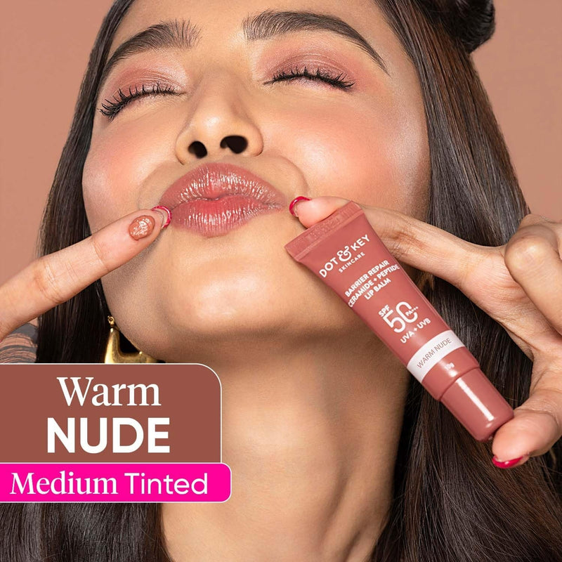 Dot & Key Barrier Repair Ceramide & Peptide SPF 50 PA+++, UVA+UVB Lip Balm - Warm Nude