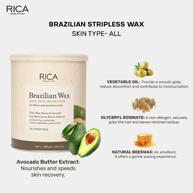 Rica Brazilian Wax with Avocado Butter, Natural & Stripless Wax