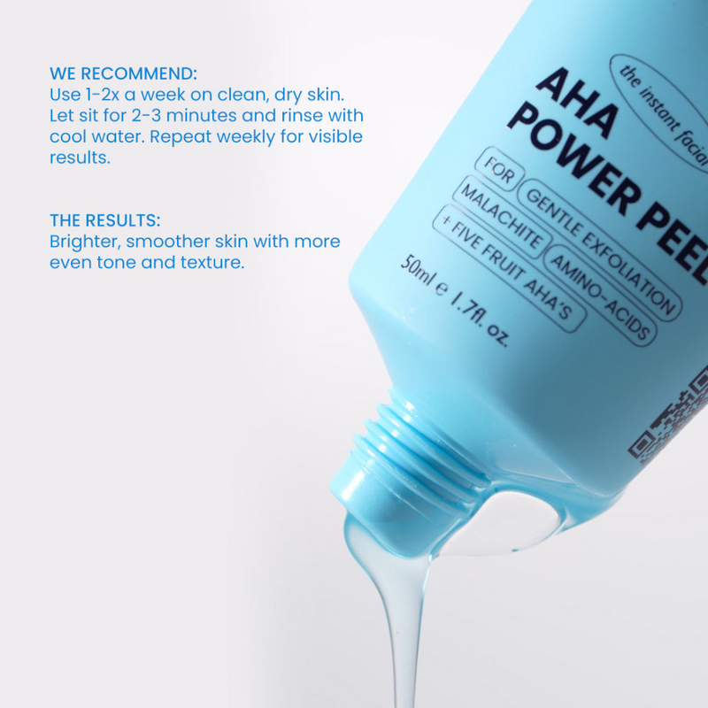 AHA Power Peel – Instantly Brightens Dull, Congested, Tanned Skin – 5 Min, At-Home Facial