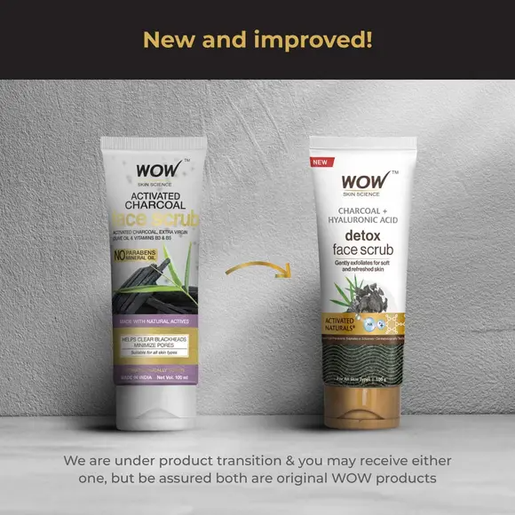 Wow Skin Science Charcoal & Hyaluronic Acid Detox Face Scrub