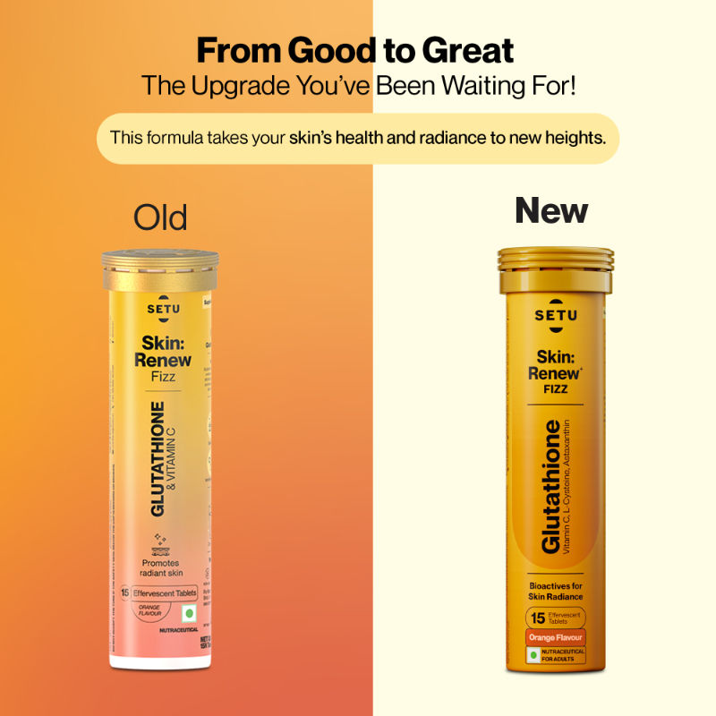 Setu Skin Renew Glutathione With Vitamin C Effervescent Tablets - Orange Flavor