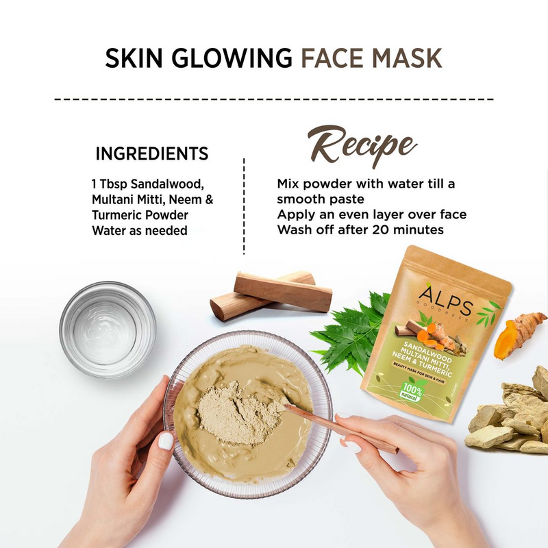 Alps Goodness Sandalwood,Multani Mitti,Neem & Turmeric Powder