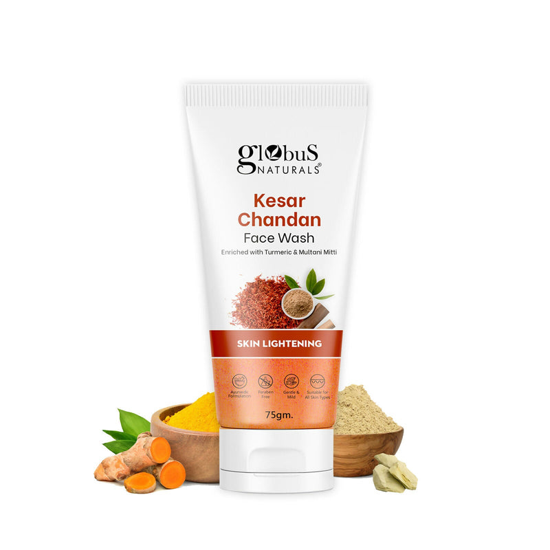 Globus Naturals Kesar Chandan Skin Lightening & Tan Removal Face wash, Suitable For All Skin Types