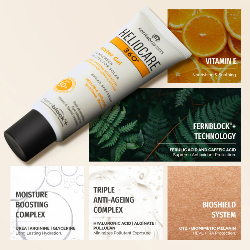 Heliocare Water Gel Hydrating Sunscreen SPF 50+ Pa++++, Water & Sweat Resistant, For Dry & Dull Skin