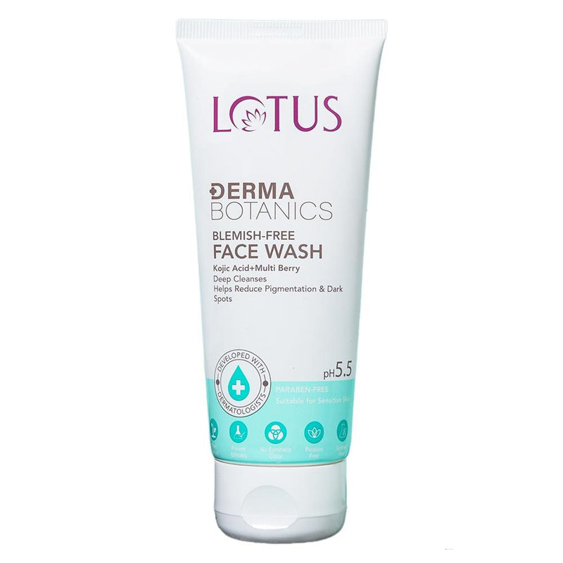 Lotus DermaBotanics Kojic Acid + Multi Berry Blemish-Free Face Wash, pH5.5, For Sensitive Skin