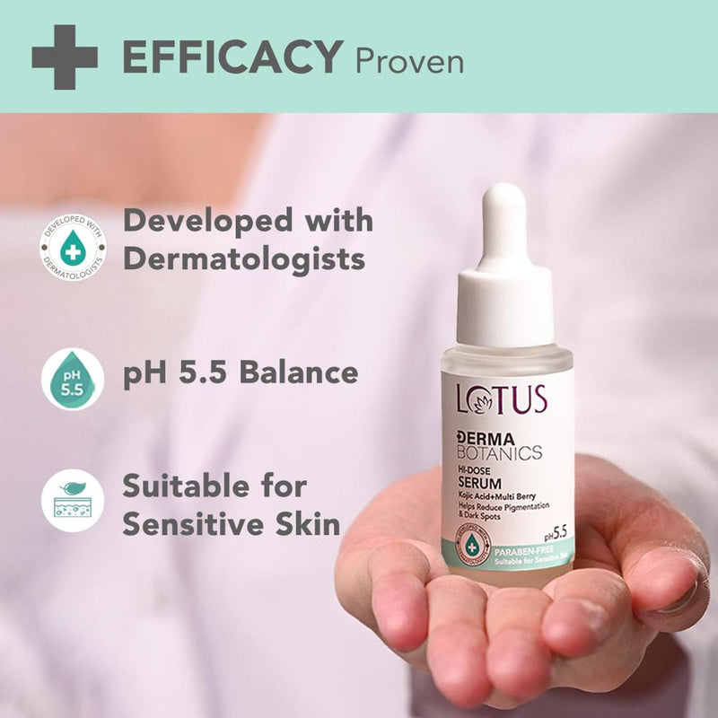 Lotus Herbals Derma Botanics Hi-Dose Serum Kojic Acid + Multi Berry, PH5.5 For Sensitive Skin