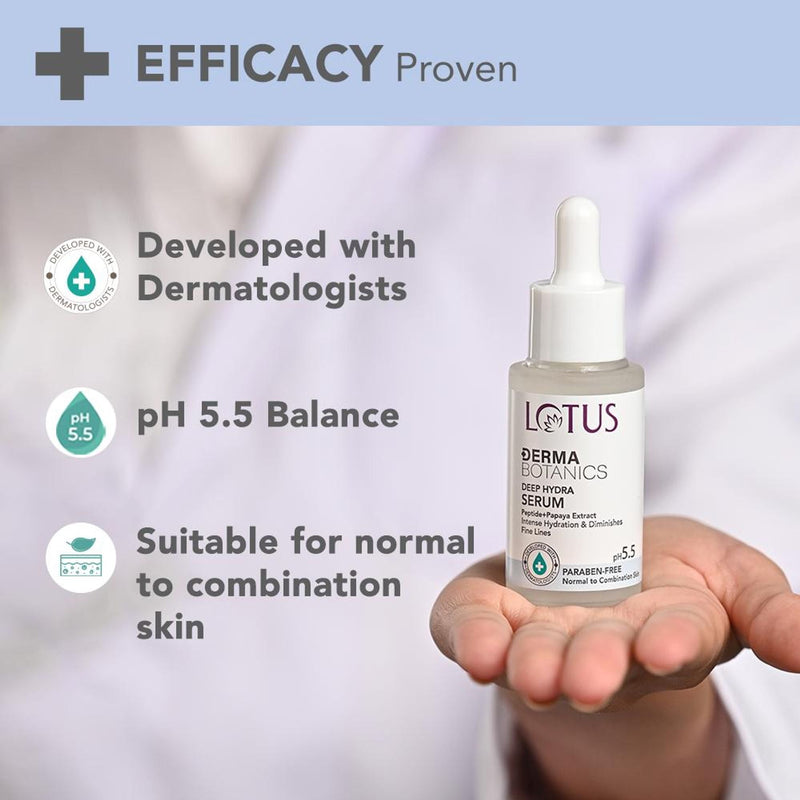 Lotus DermaBotanics Peptide + Papaya Extract Deep Hydra Serum,pH5.5,Normal To Combination Skin