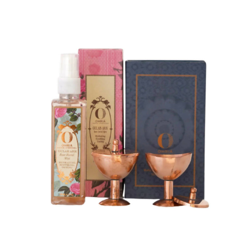 Ohria Ayurveda Pure Copper Eye Cups Ritual: Netra Shudhi With Rose Facial Mist