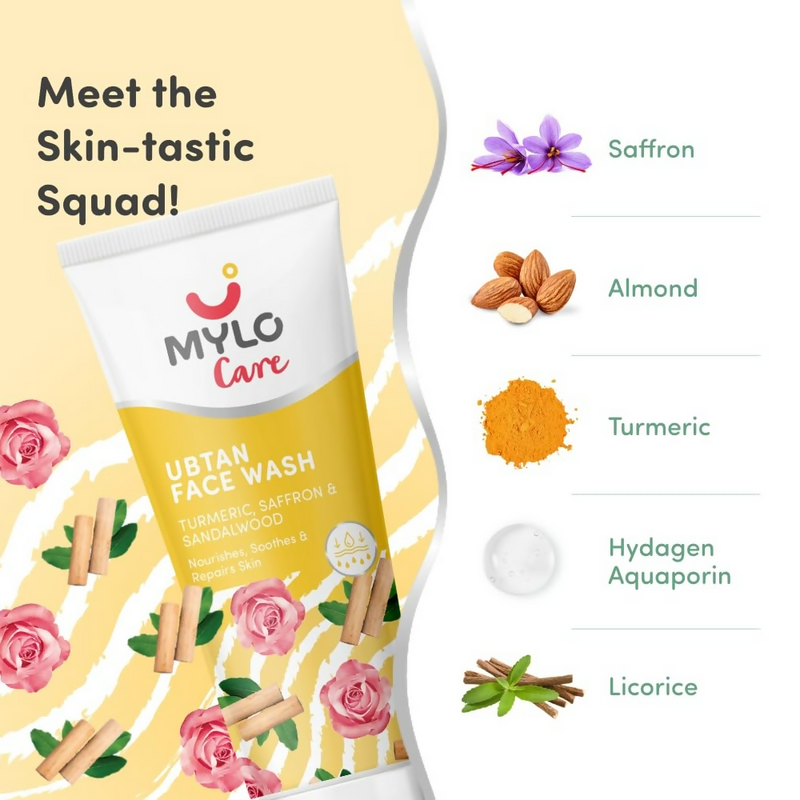 Mylo Care Veda Ubtan Face Wash - with Saffron Turmeric and Nalpamaradi Oil