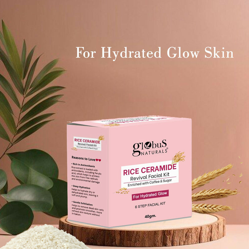 Globus Naturals Rice Ceramide 6 Step Facial Kit For Korean Glass Skin