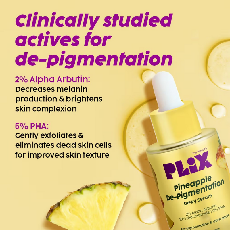 PLIX The Plant Fix Glutathione Skin Glow Effervescent Tablets And Pineapple Serum Combo