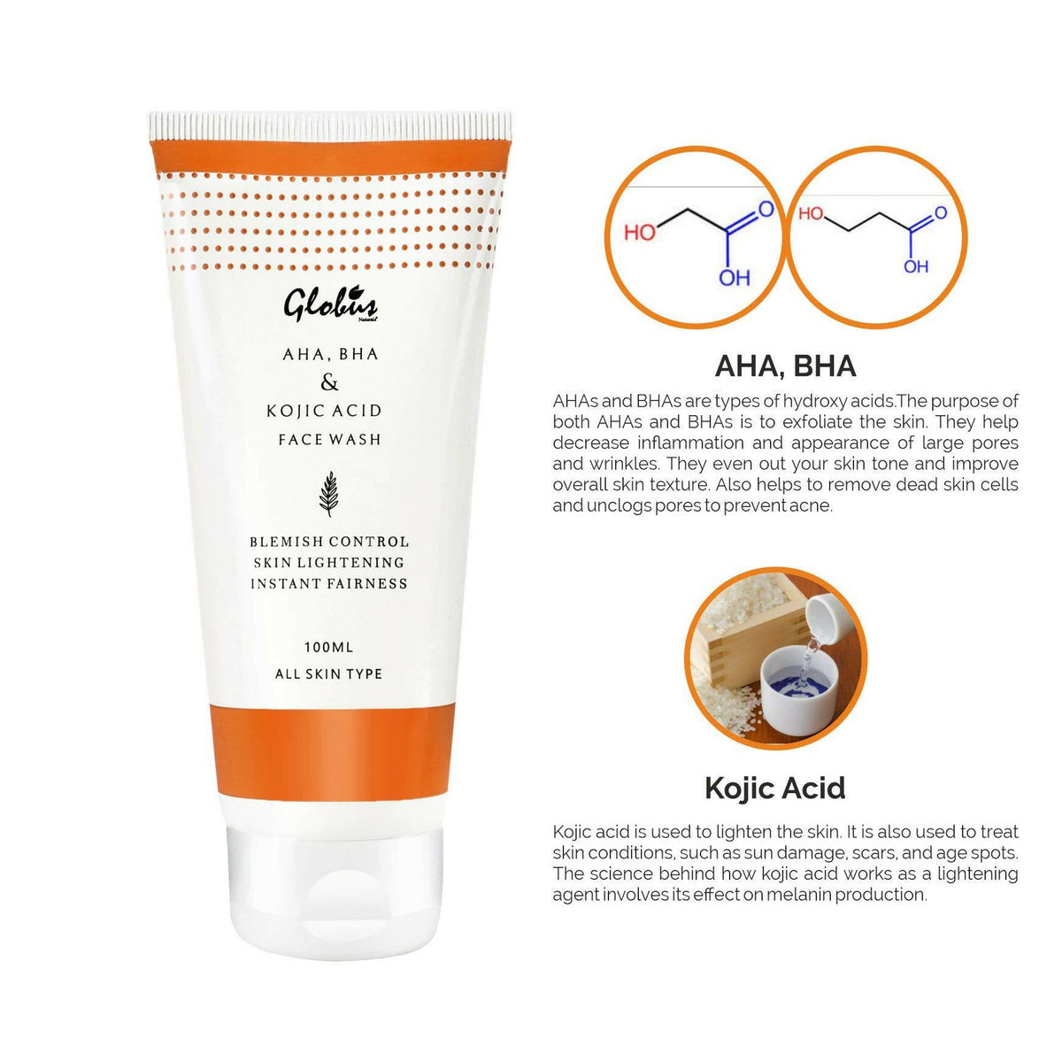 Globus Naturals AHA, BHA Herbal Face Wash