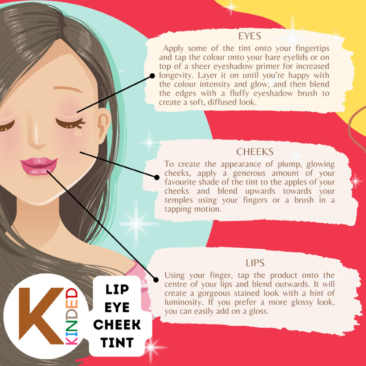 KINDED Lip, Eye & Cheek Tint with Vitamin-E Enriched - 01 Barbie Pink