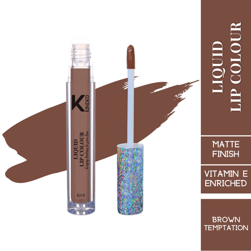 KINDED Liquid Lip Colour Lipstick Lip Gloss - 06 Brown Temptation