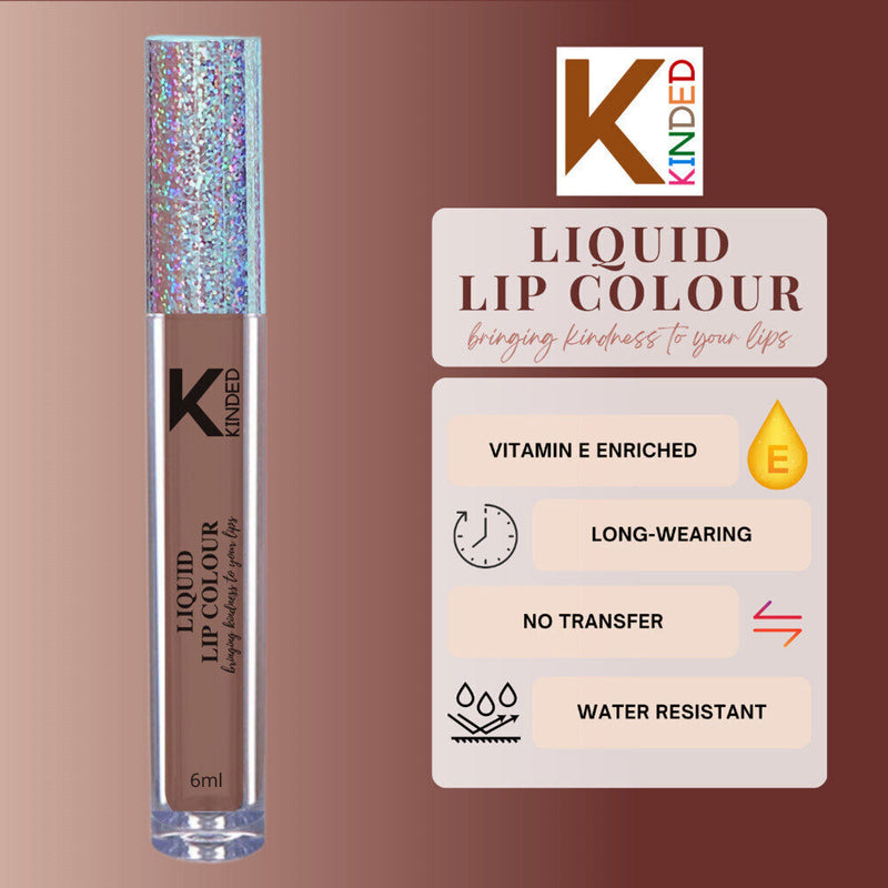 KINDED Liquid Lip Colour Lipstick Lip Gloss - 06 Brown Temptation