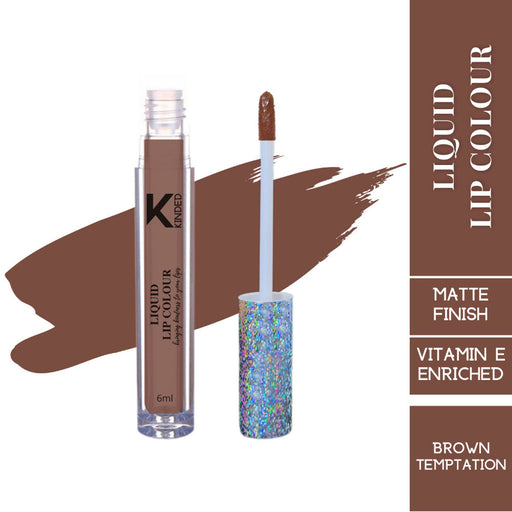 KINDED Liquid Lip Colour Lipstick Lip Gloss - 06 Brown Temptation