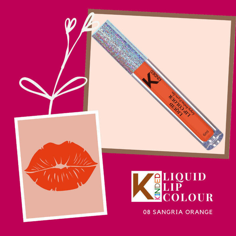 KINDED Liquid Lip Colour Lipstick Lip Gloss - 08 Sangria Orange