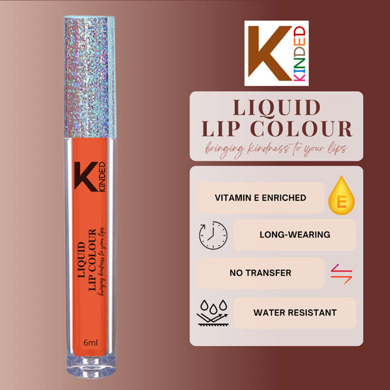 KINDED Liquid Lip Colour Lipstick Lip Gloss - 08 Sangria Orange