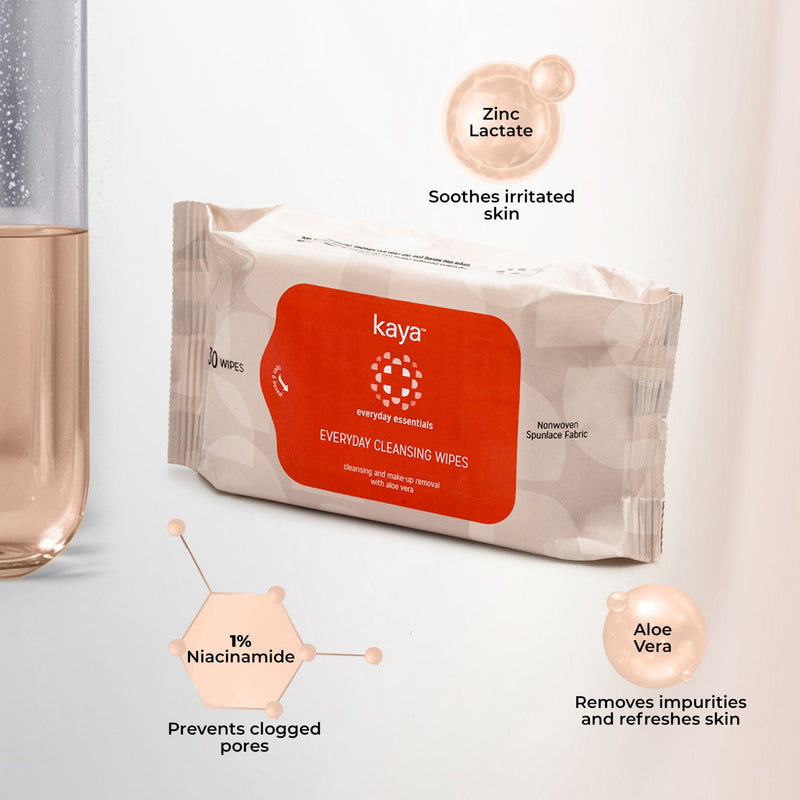 Kaya Everyday Cleansing Wipes - Everyday Essentials (30 Pieces)