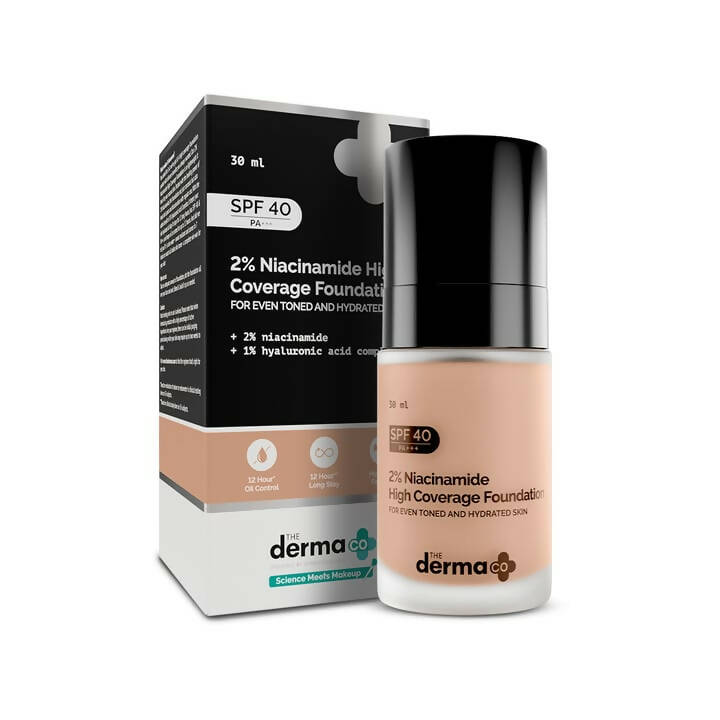 The Derma Co 2% Niacinamide High Coverage Foundation-01 Ivory - Limited Time Offer
