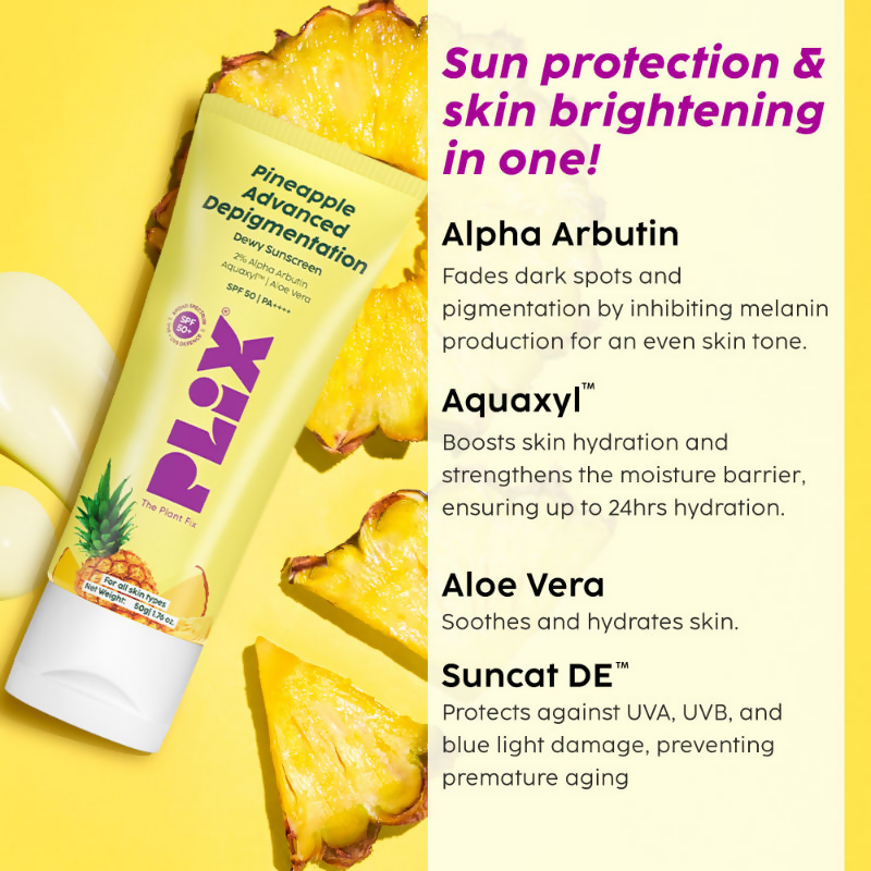 PLIX The Plant Fix Pineapple Advanced Depigmentation Dewy Sunscreen SPF 50 PA++++