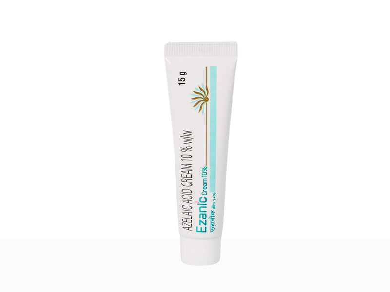 Tube of Ezanic cream on a white background