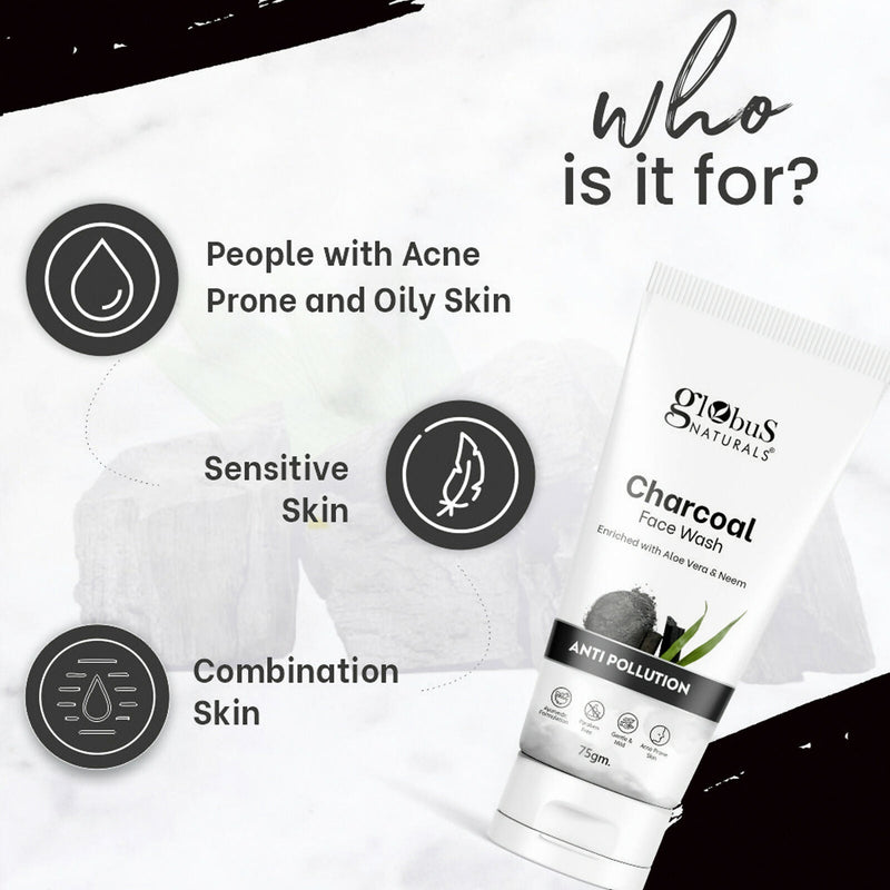 Globus Naturals Anti Pollution Charcoal Face Wash