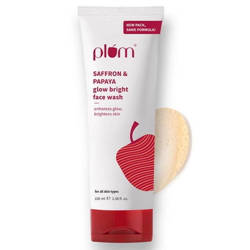 Plum Saffron & Papaya Glow Bright Gel Face Wash For Daily Use - Fights Dullness & Evens Skin Tone