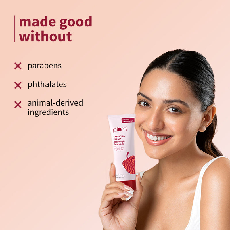Plum Saffron & Papaya Glow Bright Gel Face Wash For Daily Use - Fights Dullness & Evens Skin Tone