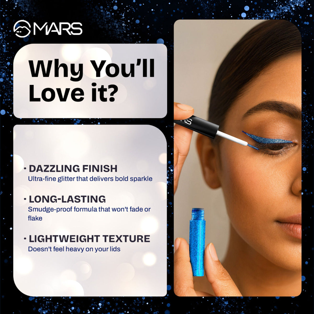 MARS Cosmetics Twinkle Wink Glitter Eyeliner - Midnight-Blue