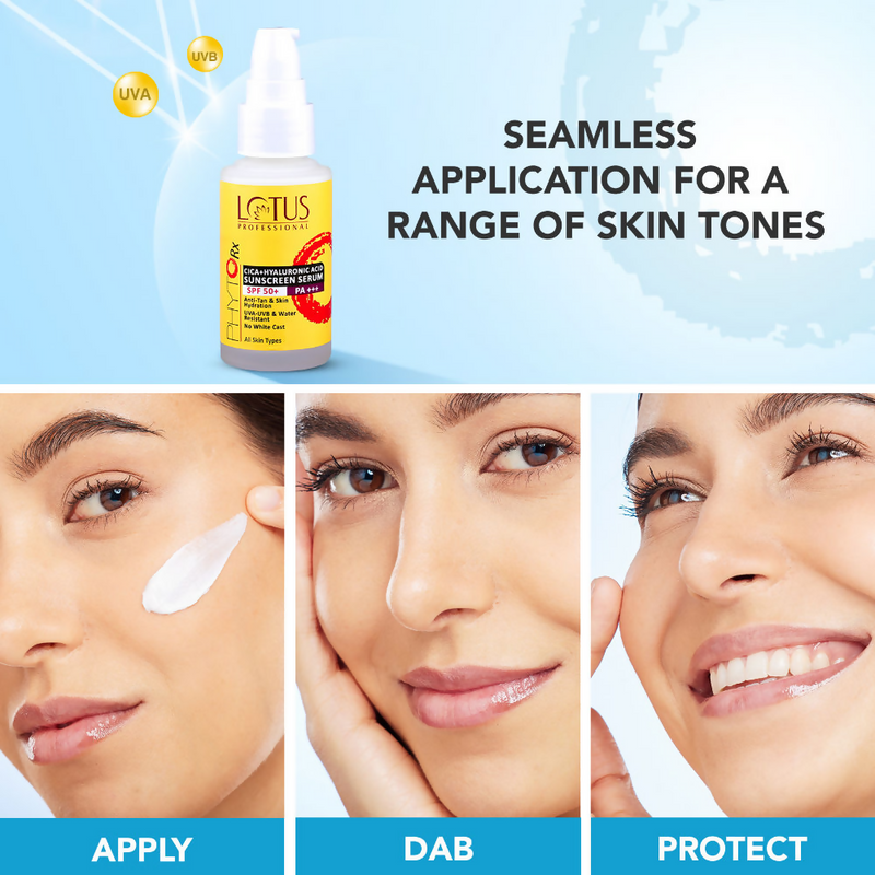 Lotus Herbals Cica + Hyaluronic Acid SPF 50 PA+++ Sunscreen Serum