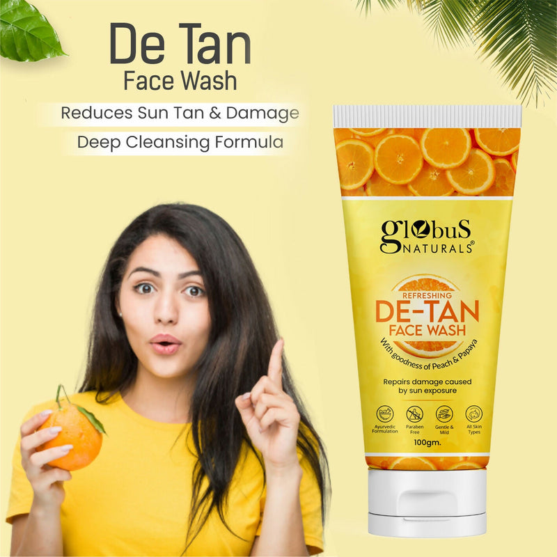 Globus Naturals De Tan Face Wash, Suitable For All Skin Types