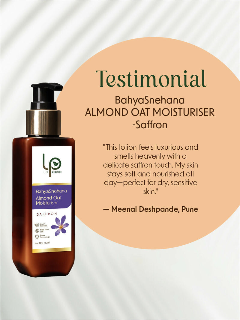 Life Purified Bahyasnehana Almond Oat Moisturiser - Body Lotion - Saffron