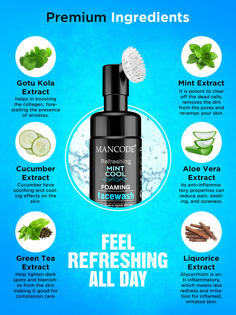 Mancode Refreshing Mint Cool Foaming Face Wash