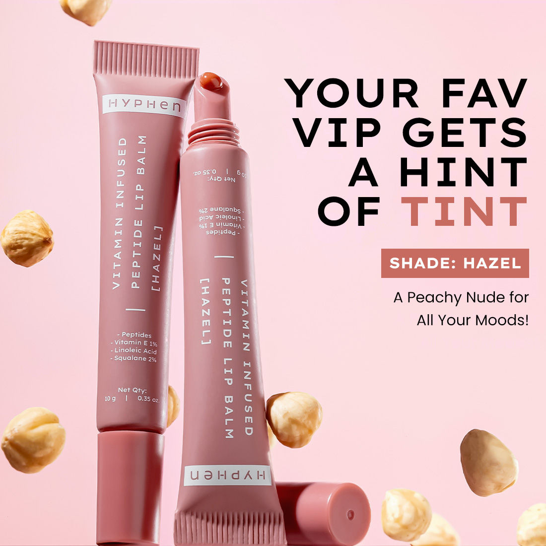 Hyphen By Kriti Sanon Hazel Vitamin Infused Peptide Lip Balm, Hydrate & Moisturize, Smoothen Lips & Repair Moisture Barrier