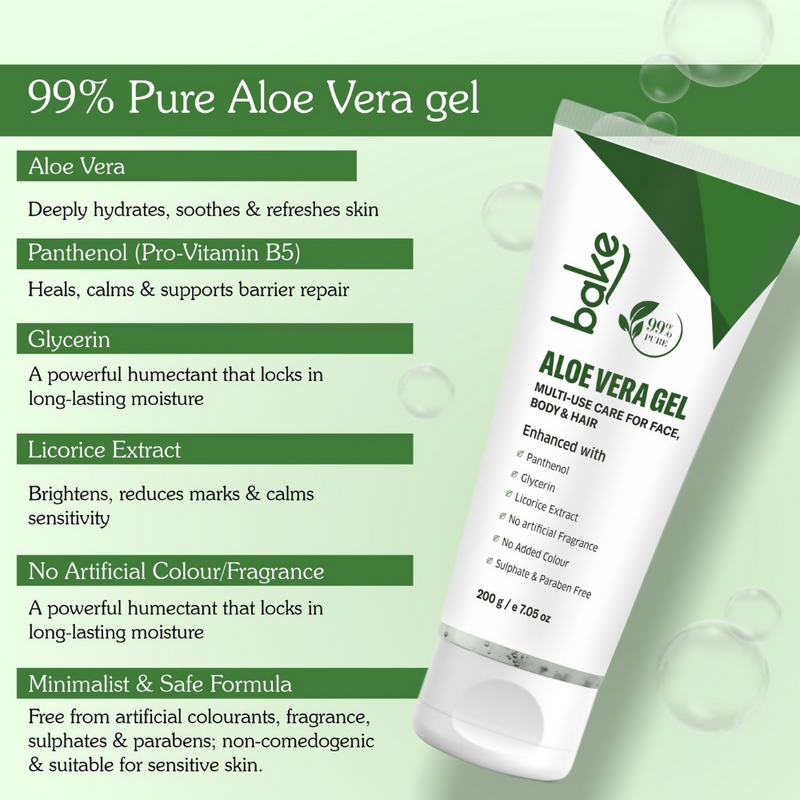 Bake 99% Pure Multi-Use Aloe Vera Gel for Face, Body & Hair