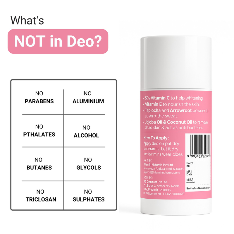 Bitamin French Rose Natural Deodorant Roll On