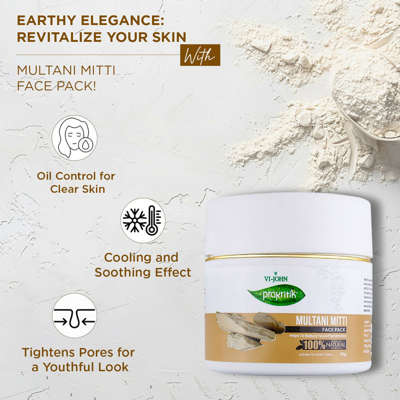 VI-JOHN Prakritik Multani Mitti Face Pack Controls Sebum Made With 100% Natural Bio Actives