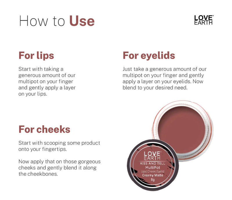 Love Earth Lip Tint & Cheek Tint Multipot-Kiss & Tell