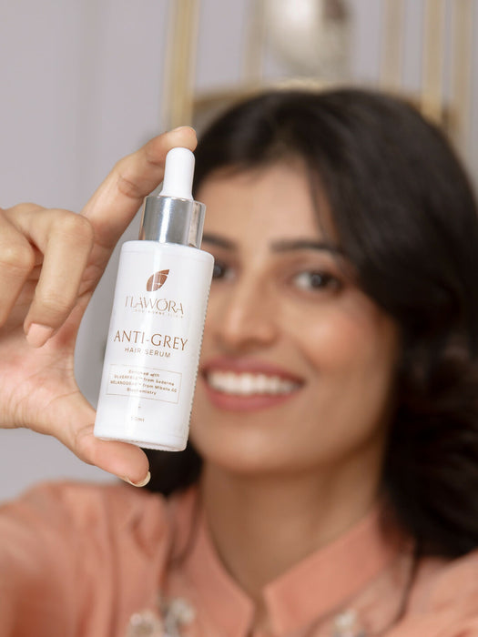 Flawora Anti-Grey Hair Serum For Reversing Grey Hair & D-Tan Lotion For Pigmentation Tan Removal 