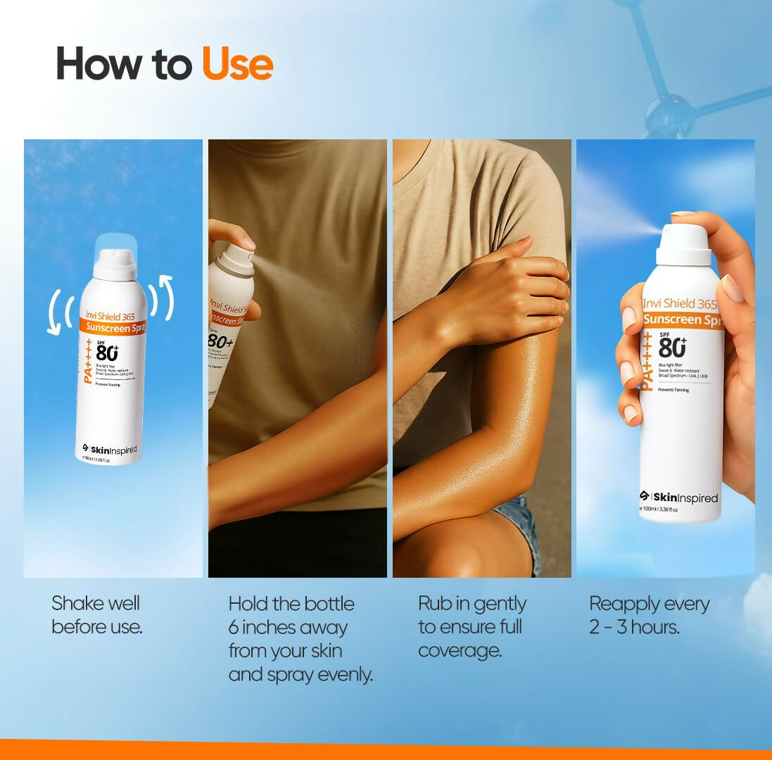 SkinInspired Invi Shield 365 Body Sunscreen Spray SPF 80+ PA++++ Ultra-Light