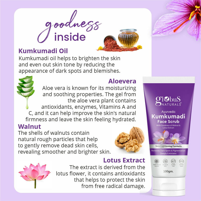 Globus Naturals Ayurvedic Kumkumadi Skin Lightening Face Scrub