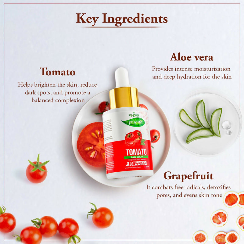 VI-JOHN Prakritik Tomato Face Serum, Moisturizes & Hydrates, Made With 100% Natural Bio Actives
