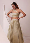Glam Gold Lehenga Set In In Knit Strechable Fabric