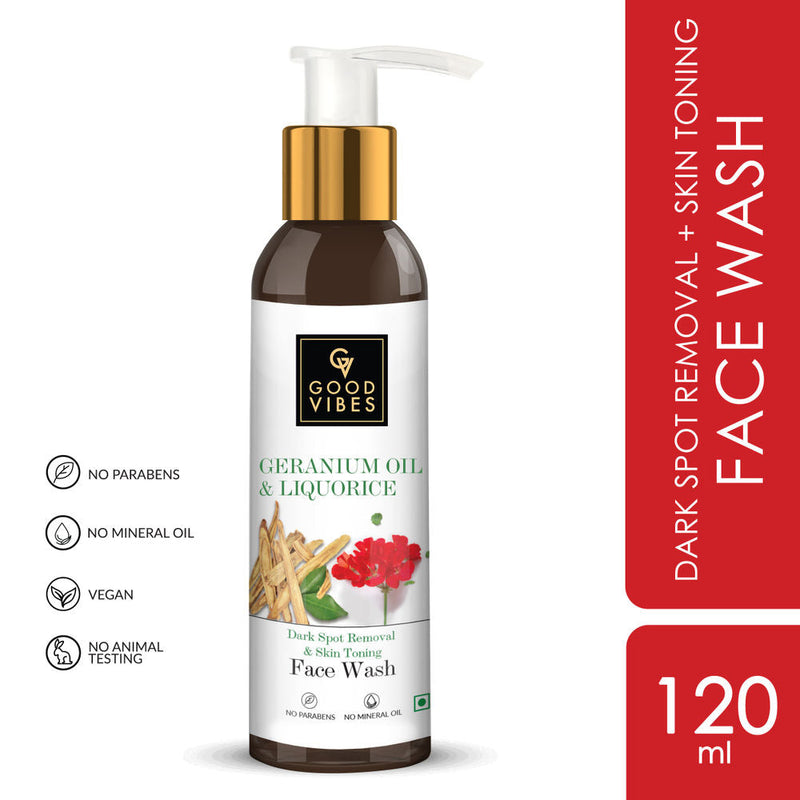 Good Vibes Dark Spot Removal + Skin Toning Face Wash - Geranium + Liquorice
