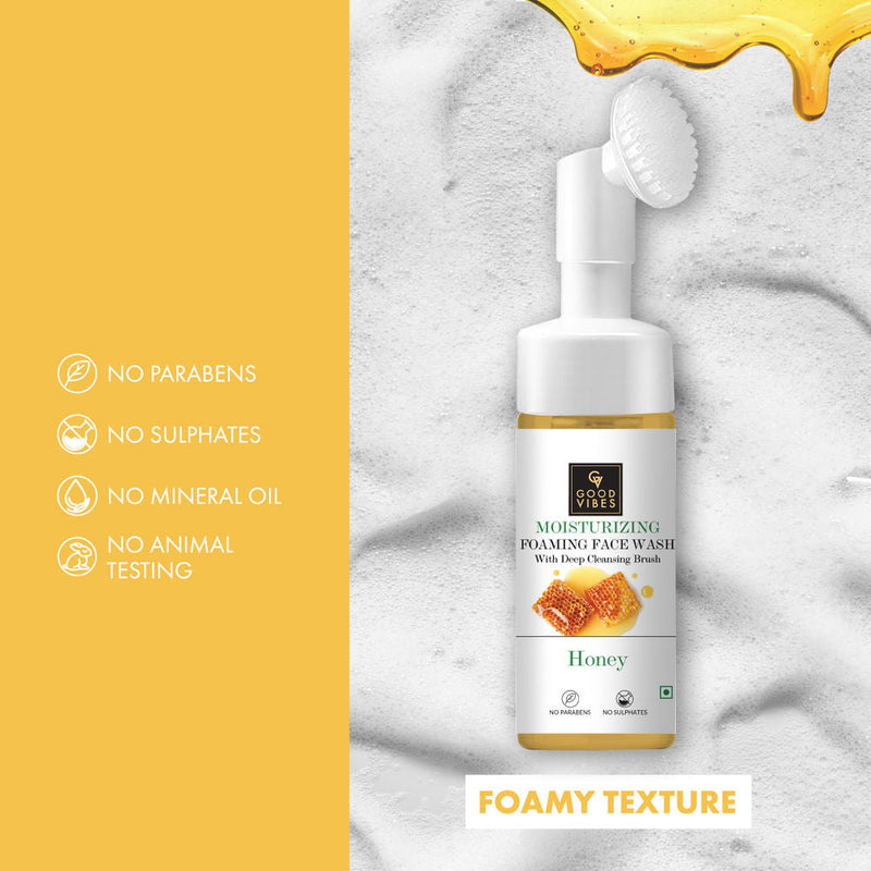 Good Vibes Honey Moisturizing Foaming Face Wash With Deep Cleansing Brush