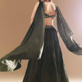 Green Ruched Bridesmaid Lehega with Choker Dupatta