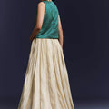 Green Satin Festive Lehenga With Hand Dyed Chevron Print Jacket